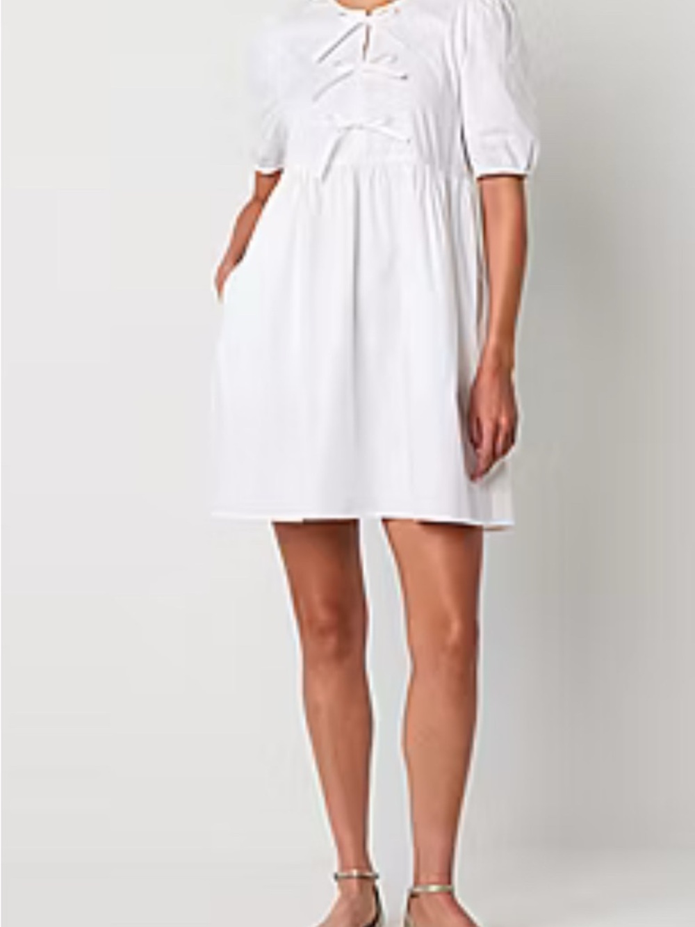 Chetta B White Tie-Front Babydoll Top